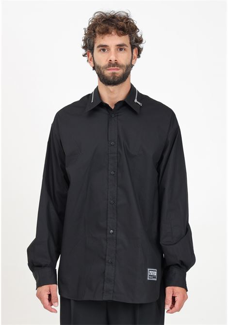 Camicia elegante nera da uomo impreziosita da un colletto con zip VERSACE JEANS COUTURE | 77GAL225N0132899